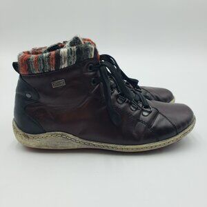 Remonte Tex High Top Sneakers 38 Womens Leather Burgundy Wine Red